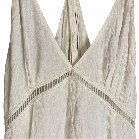 Raga La Cruz Midi Sundress White Plunging V Neck Bohemian Flowy S Small - Picture 7 of 15